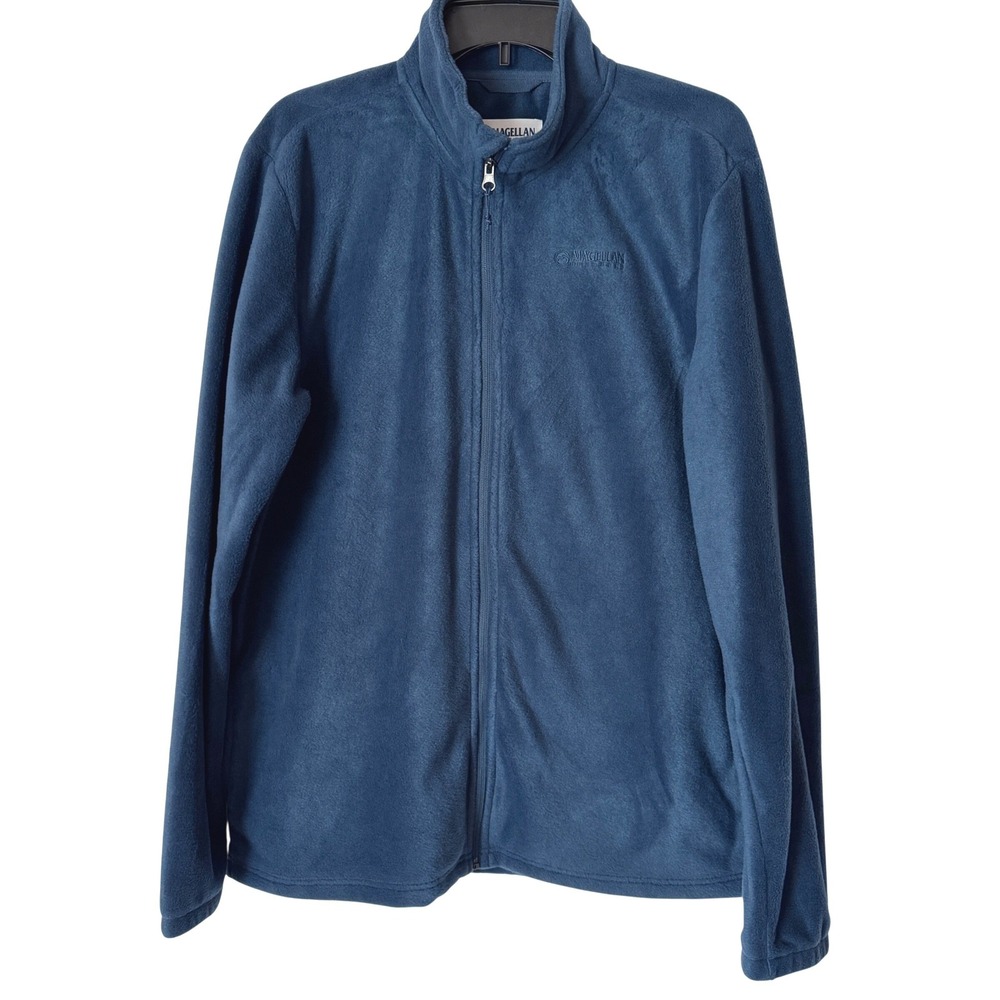 Magellan Outdoors Fleece Jacket Full Zip Mens Size Medium Blue Soft Warm